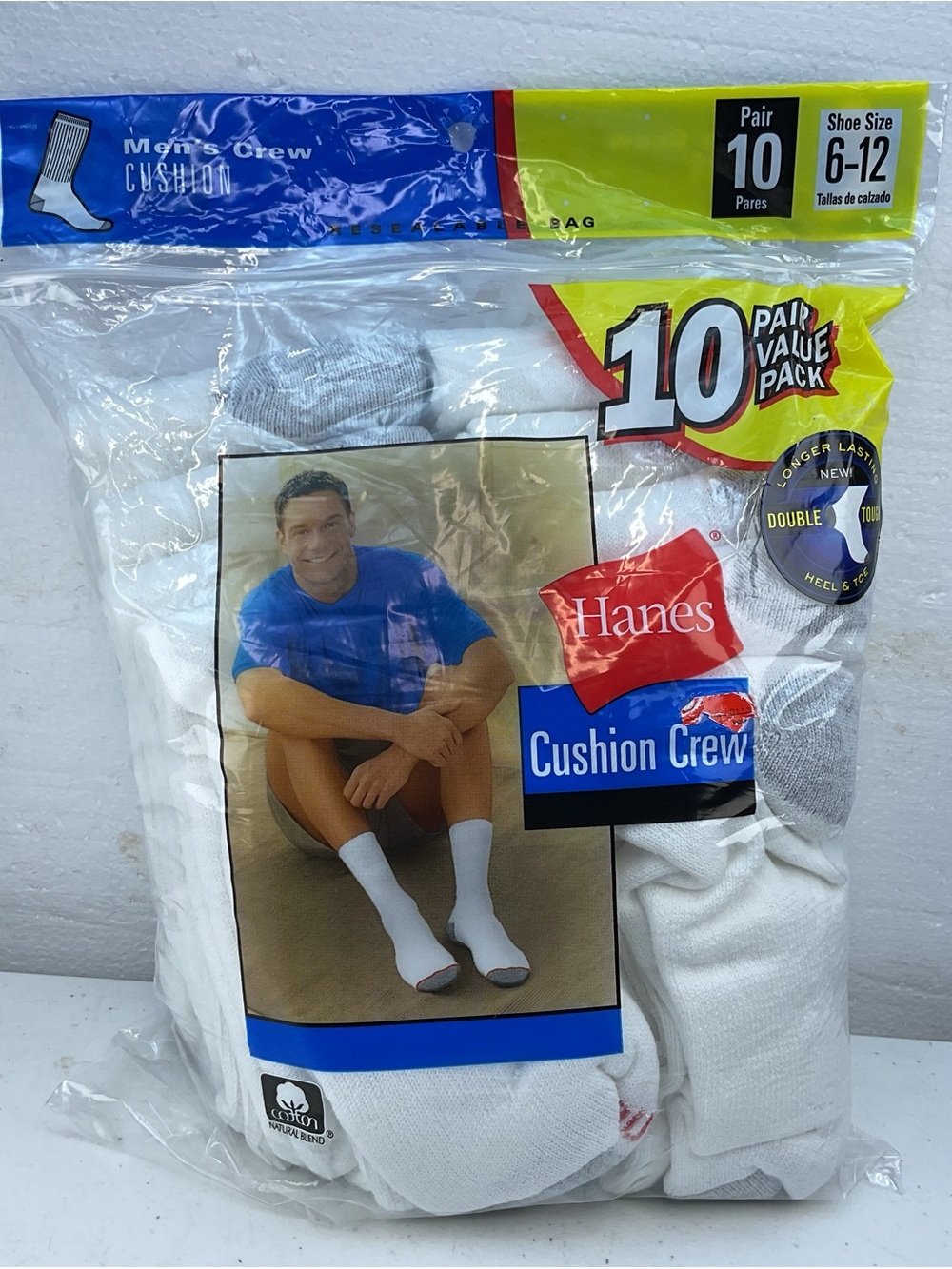 Vintage Hanes Cushion Crew Socks 10 Pack Size 6-12 RN 15763